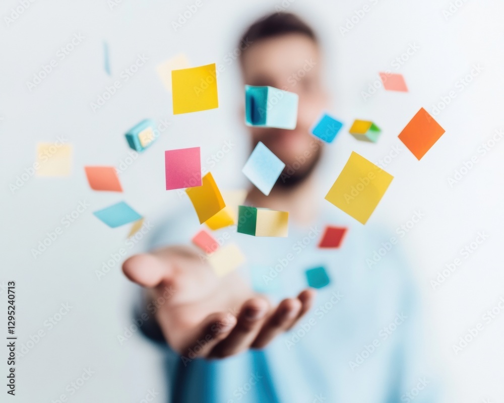 Aufkleber innovative design thinking minimalist entrepreneur levitating collaborative cubes - dynamic creative