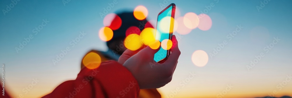 Poster immersive digital connection gen z smartphone experience with vibrant notification bokeh - next-gen 