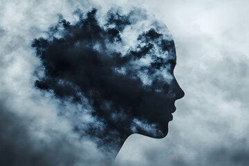Cloudy Mind Profile Silhouette