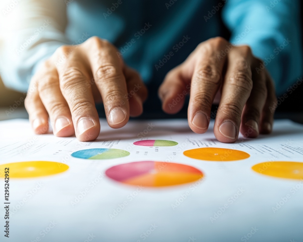 Fototapete Inclusive Data Visualization Multicultural Professional Analyzing Colorful Business Analytics with Empathetic Design - Strategic Insights for Modern Workplace Innovation