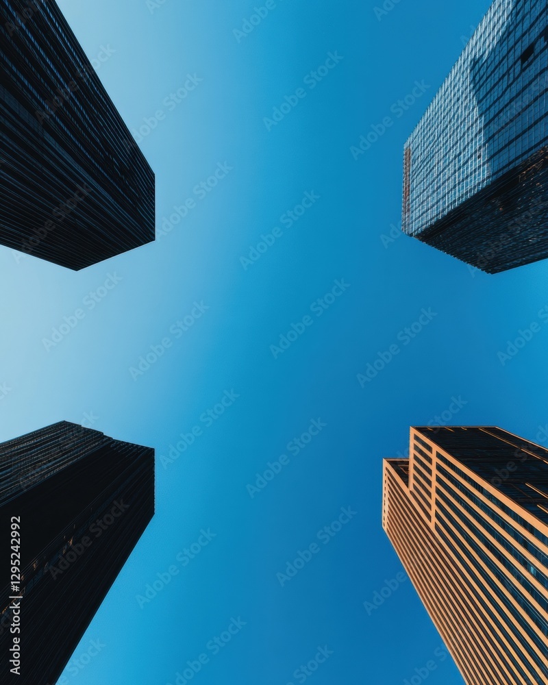 Fototapete future forward immersive urban vertical landscape - cutting-edge corporate architecture visualizing 