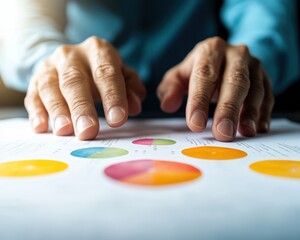 Fototapeta premium Inclusive Data Visualization Multicultural Professional Analyzing Colorful Business Analytics with Empathetic Design - Strategic Insights for Modern Workplace Innovation