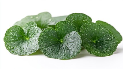centella asiatica green leaf isolated,studio background