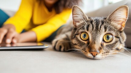 Millennial Pet Wellness Tech Compassionate Insurance Advocacy with Tabby Companion - Digital Natives Holistic Animal Care Strategy for Modern Living
