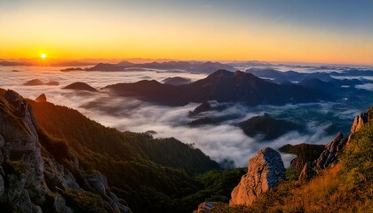 Naklejka premium sunset in the mountains