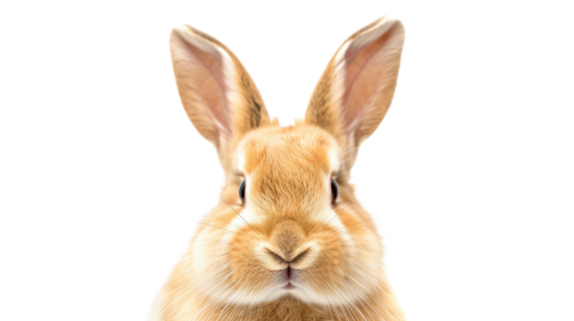 Close-up of adorable red bunny with transparent background