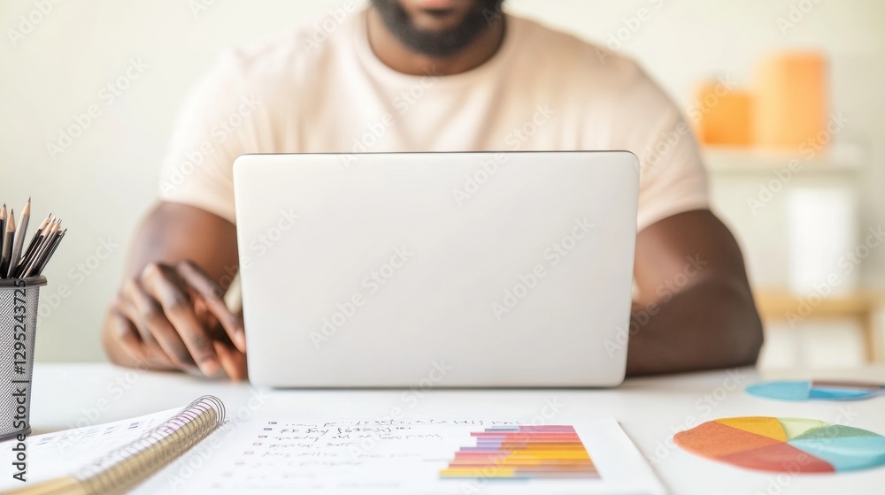 Poster hybrid workspace fintech insights millennial digital finance learning with data visualization, minim