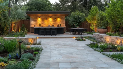 Modern Outdoor Kitchen Patio Evening
