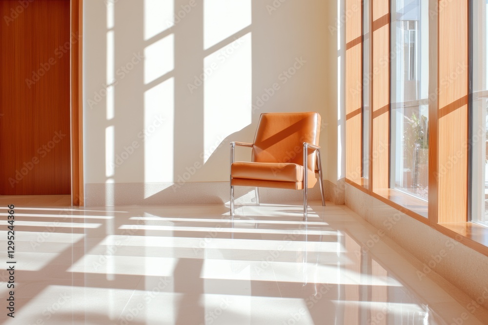 Aufkleber minimalist chrome and tangerine contemporary healthcare design showcasing wellness architecture with