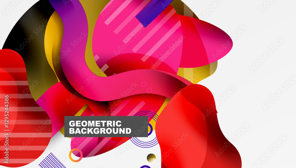 Poster abstract background - lines circles and liquid shapes