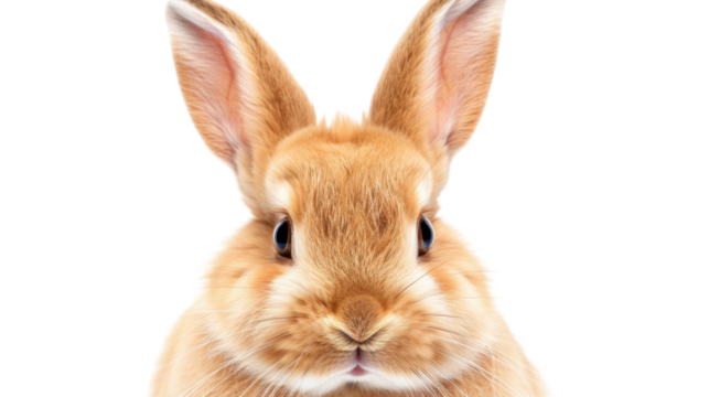 Close-up of adorable rabbit posing on transparent background
