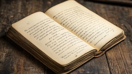 Obraz premium Antique Book Open on Wooden Surface