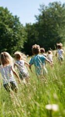 Obraz premium Mindful Movement and Eco-Connected Learning Dynamic Gen Z Youth Exploring Nature-Based Play in Sustainable Childhood Development Environments