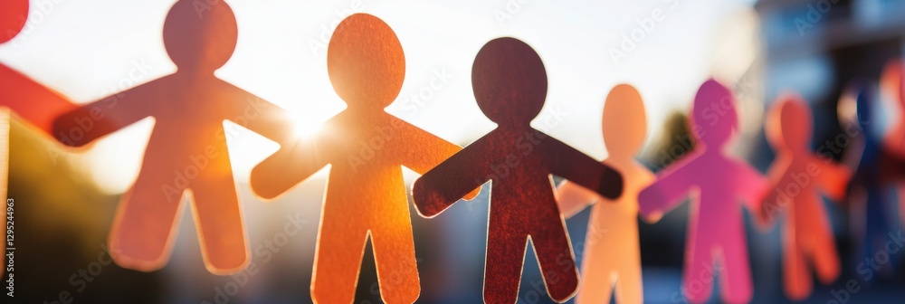Poster inclusive community dynamics vibrant multicultural paper people symbolizing unity, diversity, and co