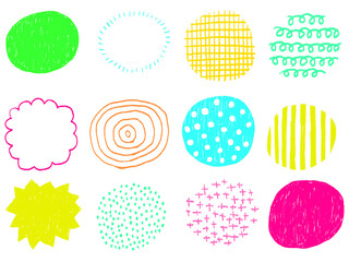 手描きあしらいセット　まる　カラフル　パターン