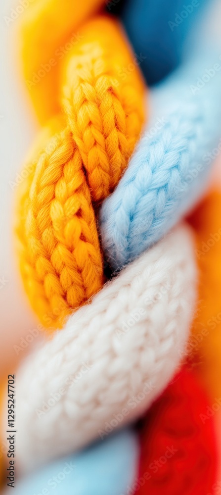 Aufkleber soft textile innovation macro knit texture fusion - contemporary craftsmanship in vibrant color bloc