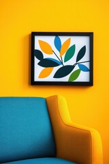 Bold Chromatic Interior Design Vibrant Mid-Century Modern Art Print with Color-Block Furniture Styling - Inspiring Contemporary Living Space Visual