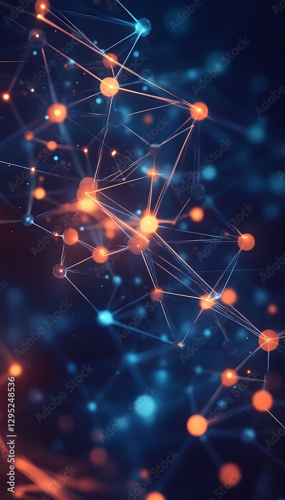 Poster abstract network connection pattern with glowing nodes and lines