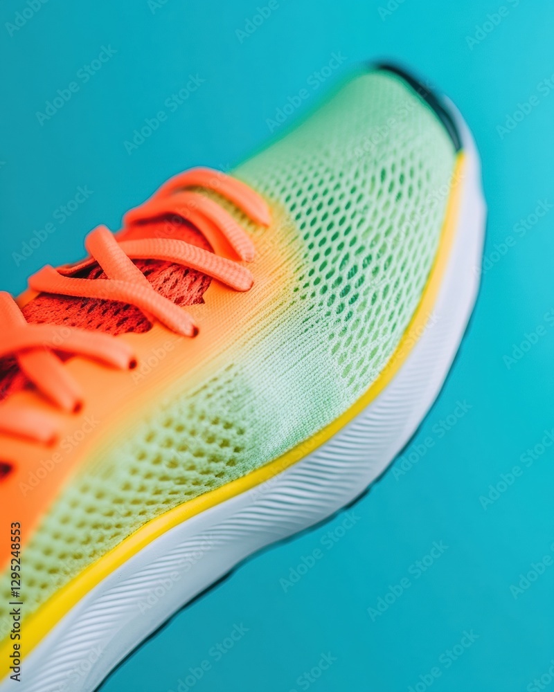 Poster dynamic performance gradient next-gen athletic shoe innovation in vibrant neon mesh - high-performan