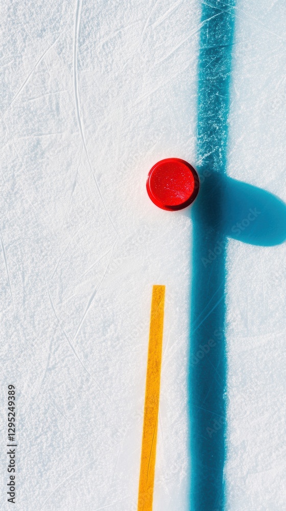 Poster minimalist ice hockey arena landscape geometric color-block design showcasing professional sports in