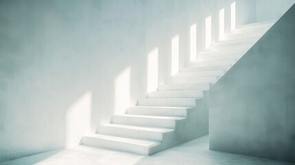 Obraz premium Bright Modern Staircase with Soft Lighting Effects