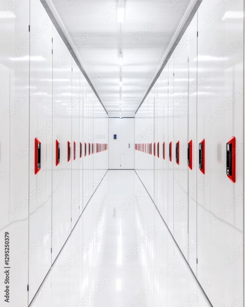 Aufkleber Minimalist Data Center Innovation High-Performance Cloud Infrastructure Visualization with Symmetrical Server Architecture and Advanced Technological Precision