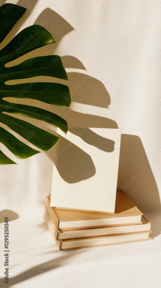 Poster minimalist knowledge sanctuary botanical learning aesthetic with soft shadows - contemporary publish