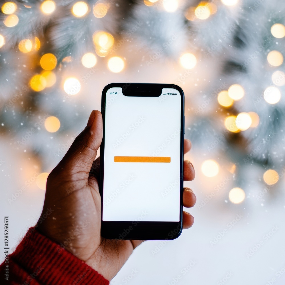 Aufkleber festive digital minimalism holiday tech moment capturing seasonal mobile ux with soft bokeh lighting