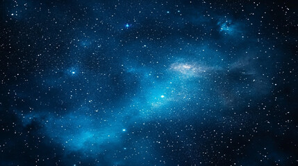 Hyperrealistic night sky with deep blue hues, glowing stars and wispy clouds, symbolizing mystery, infinite possibilities, and cosmic wonder in a modern artistic atmosphere