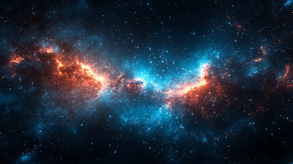 Fototapeta premium Hyperrealistic night sky with deep blue hues, glowing stars and wispy clouds, symbolizing mystery, infinite possibilities, and cosmic wonder in a modern artistic atmosphere