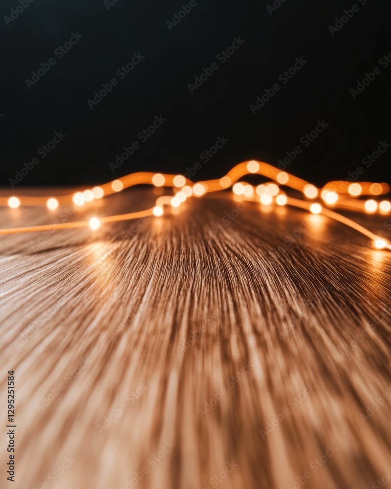 Aufkleber Contemporary Oak and LED Aesthetic for Tech-Driven Workspaces Illuminating Interaction on Textured Wood - Enhancing Business Environments with Modern Craft