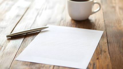 A smart goal-setting worksheet lies perfectly aligned on a contemporary wooden desk, ready to be filled with ambitious plans. A silver pen rests atop the sheet, its tip glinting in the natural light.