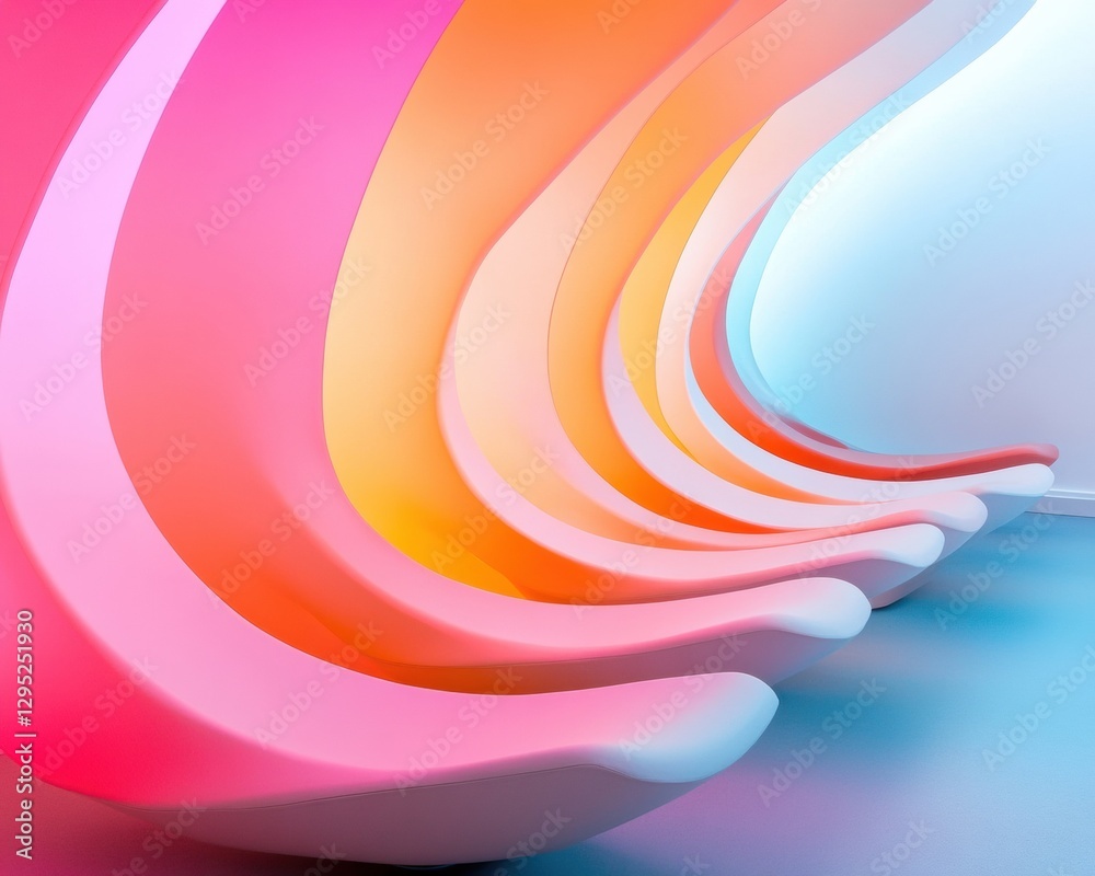 Aufkleber Fluid Color Gradient Abstract Innovative Digital Design Exploring Organic Curves, Soft Chromatic Transition, and Contemporary Visual Aesthetics