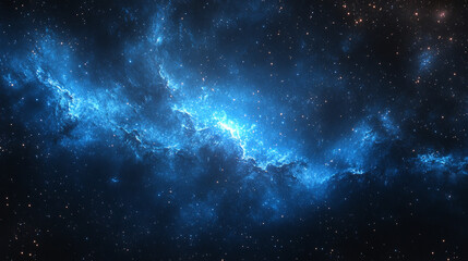 Hyperrealistic night sky with deep blue hues, glowing stars and wispy clouds, symbolizing mystery, infinite possibilities, and cosmic wonder in a modern artistic atmosphere