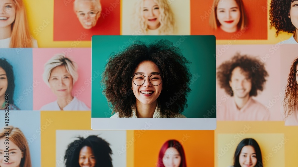 Poster vibrant diversity portraits inclusive multicultural grid showcasing authentic human expressions in m