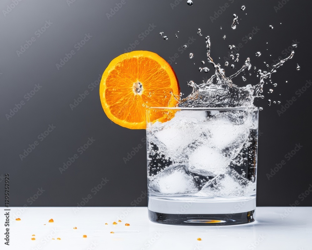 Poster minimalist mixology hydration redefined - artisan citrus splash cocktail with high-contrast hydro-dy