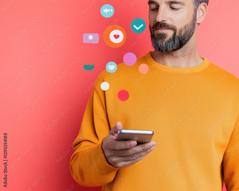 Aufkleber vibrant digital engagement millennial social media ux experience with interactive mobile interaction