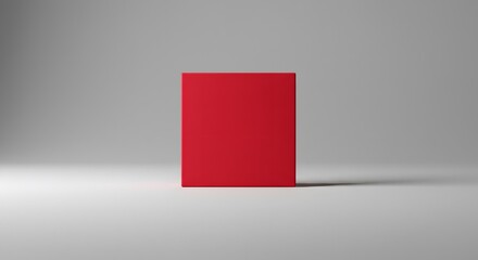 Isolated Red Cube Standing on Gray Surface for Product Mockup Design