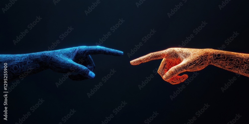 Fototapete quantum connection futuristic ai interaction visualizing machine learning and human technology syner