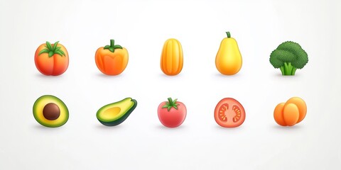 Fototapeta premium Assorted Fruits and Vegetables Icons