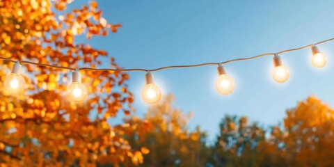 Hygge Aesthetic Outdoor String Lights Autumnal Cozy Ambiance for Lifestyle Branding and Nostalgic Event Design Inspiration