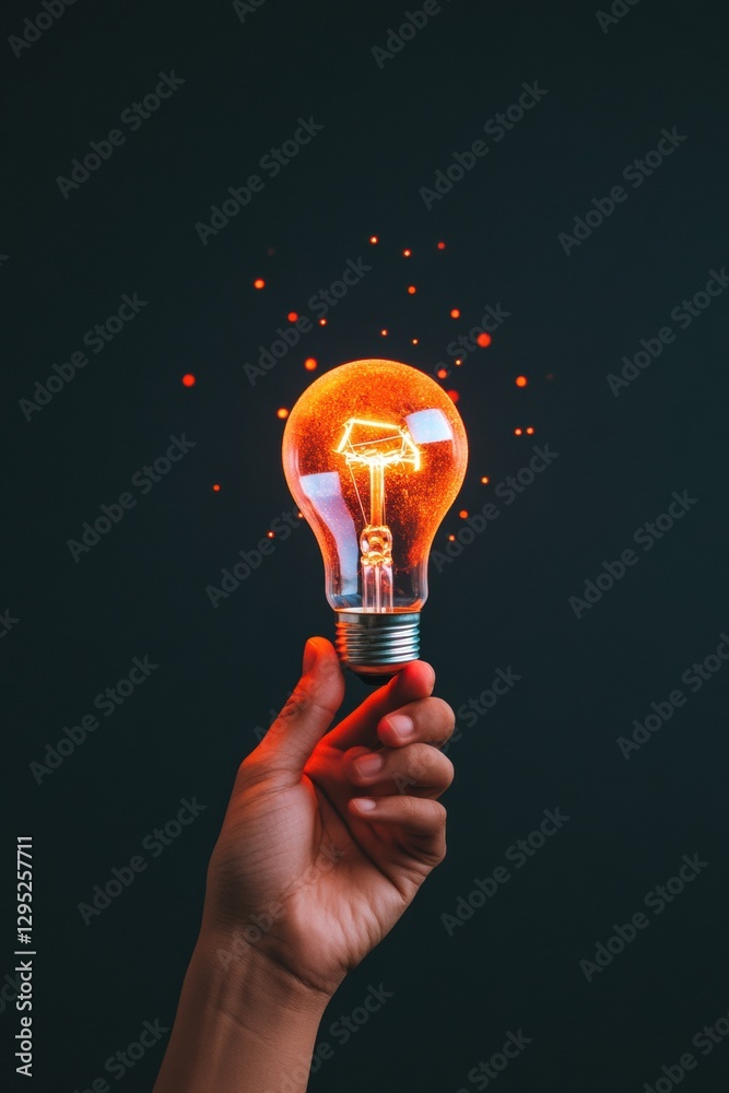 Poster igniting innovation luminous digital transformation concept with glowing lightbulb - breakthrough cr