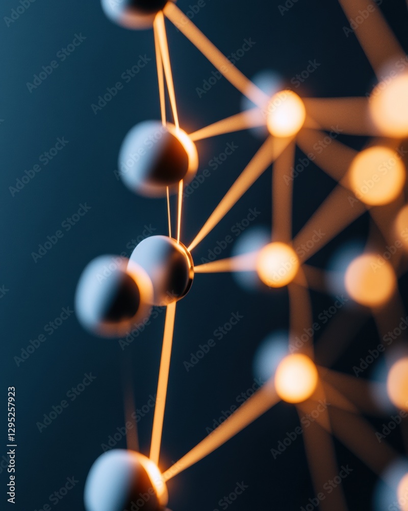 Aufkleber Quantum Connectivity Illuminated Network Visualization of Decentralized Innovation in Digital Transformation Era - AI-Driven Business Intelligence