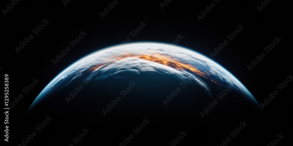 Aufkleber hyperconnected global network cinematic earth visualization revealing technological connectivity and