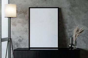 Modern Interior Design Mockup with Dark Theme