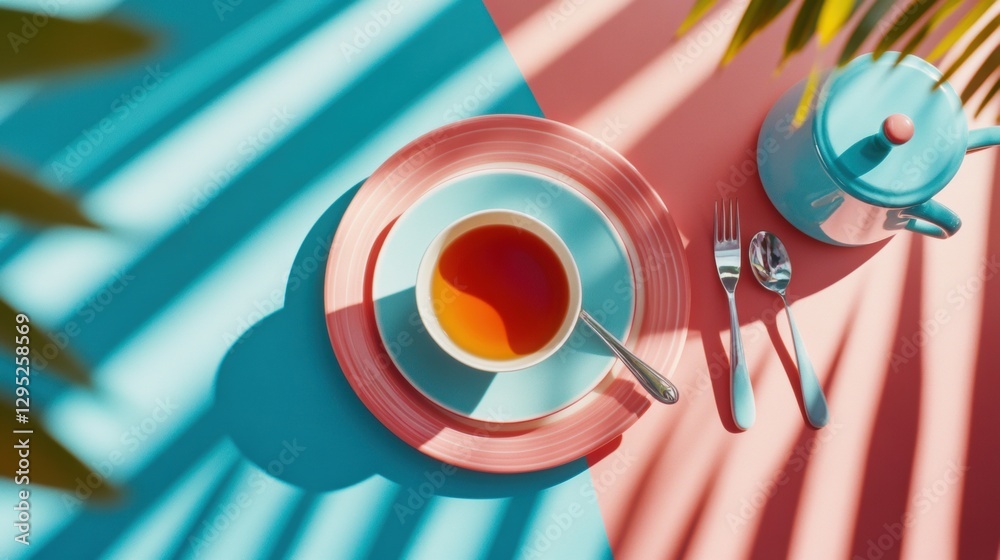 Aufkleber Pastel Palette Teatime Trendsetting Minimalist Food Styling with Color-Block Aesthetics for Creative Branding and Digital Content