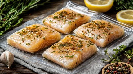 Fresh Salmon Fillets Ready for Cooking with Herbs and Spices