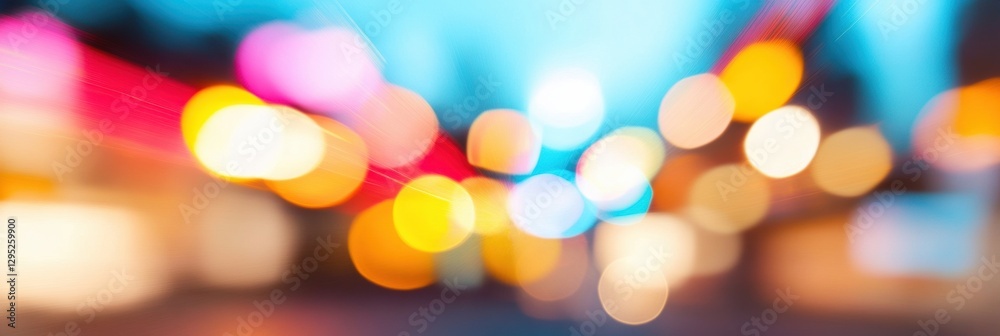 Poster chromatic urban dreamscape defocused metropolis lights revealing dynamic digital aesthetic for innov