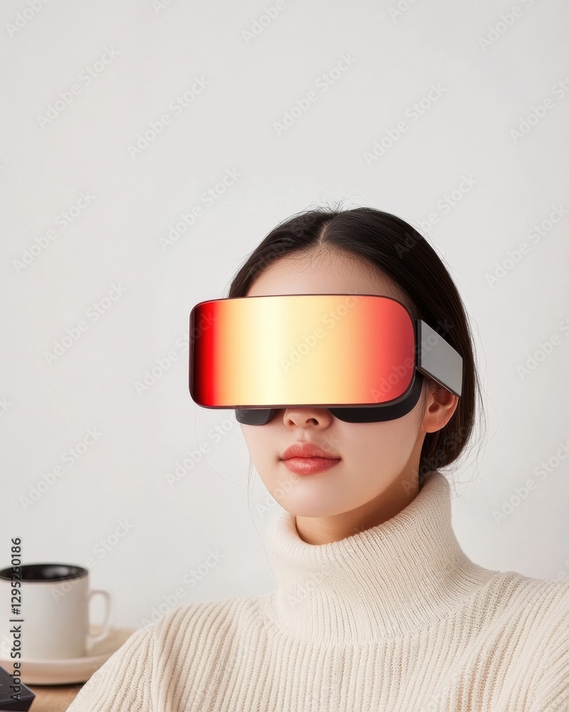 Aufkleber Immersive Tech Chic Next-Gen Virtual Reality Experience with Gradient VR Headset in Minimalist Workspace - Digital Innovation for Creative Professionals