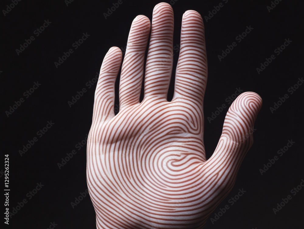 Aufkleber Futuristic Biometric Security Printed Hand with Intricate Patterns for Advanced Access Control - Modern Tech Aesthetic in Corporate and Cybersecurity Industries